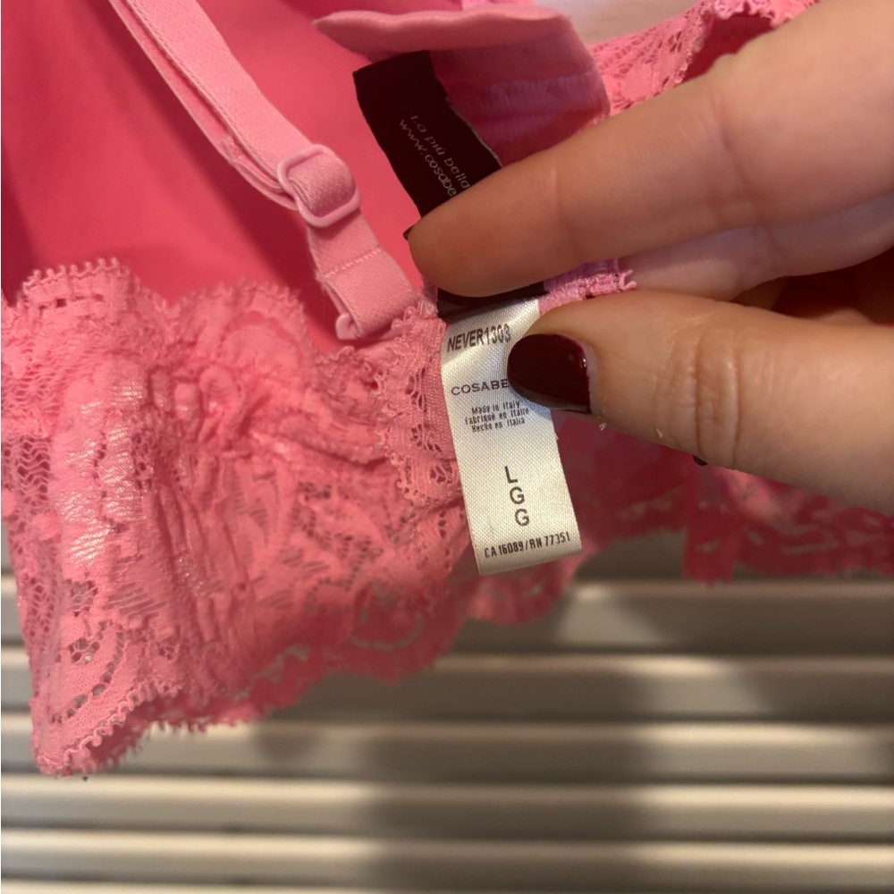 Cosabella Never Say Never Pink Lace Padded Bra Size Large - Picture 5 of 5